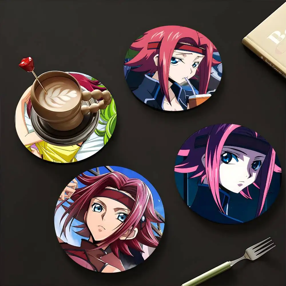 1pc Kallen Stadtfeld Anime characters Wooden Coaster Colour Printing Cup Mat Home Desk Decoration Gifts