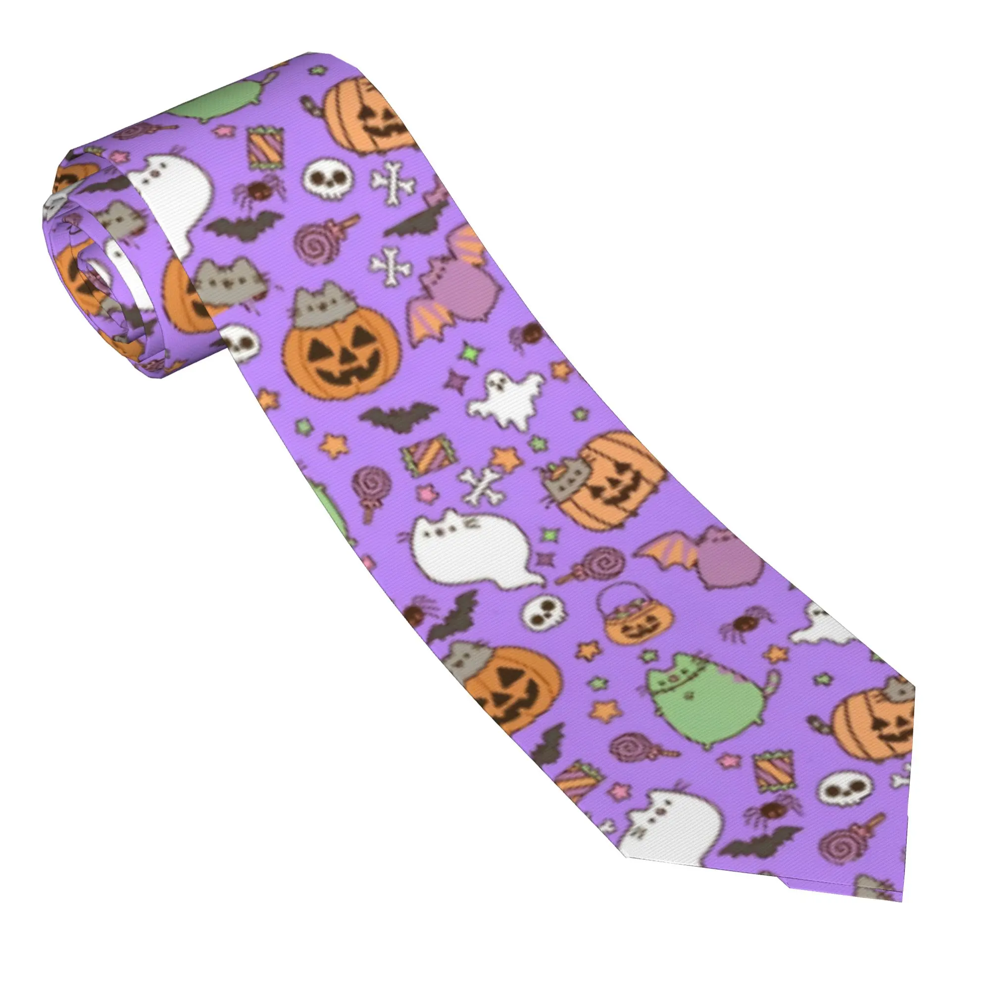 Cute Cats P-Pusheencats Gifts Necktie Slim Polyester 8 cm Narrow Neck Ties for Mens Daily Wear Gravatas Wedding Accessories Gift
