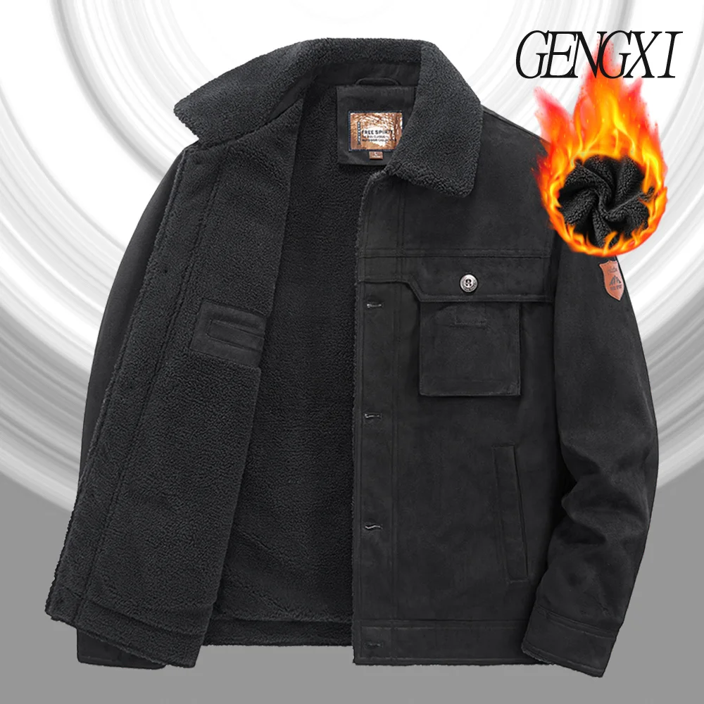 شتاء جديد وصول الجلد المدبوغ التكتيكية عمال سترة الأمريكية خمر الصوف مبطن سميكة بدوره إلى أسفل طوق سترة يندبروف و #3