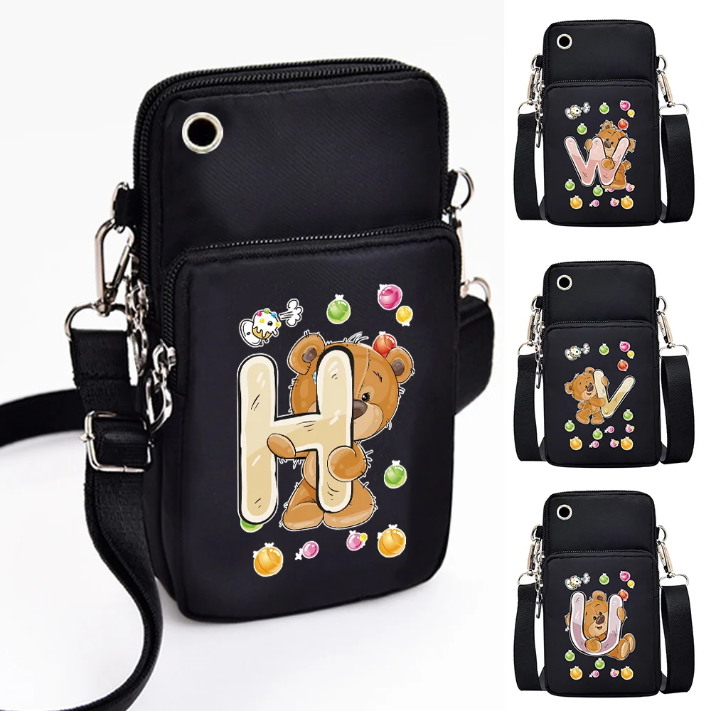 Bolsa de telefone celular mini carteira moedas bolsas selvagens para huawei xiaomi samsung iphone urso carta impressão à prova dwaterproof água saco do mensageiro