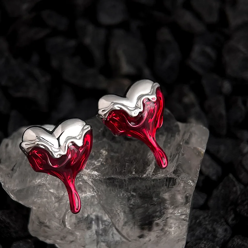 

Love Earrings Color Protective Red Oil Drip New Design Hypoallergenic Personalized Luxury Jewelry Women's Accessories Gift