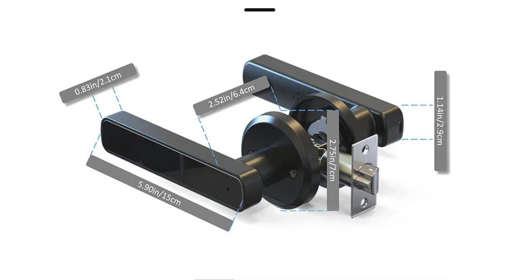 Three Point Smart Fingerprint Lock with Anti Replication Technology for Bedroom Doors Compatible with Wood and Metal Doors