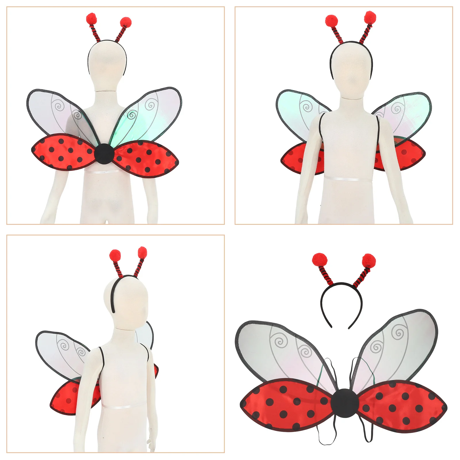 

Bright Foldable Ladybug Wings Adjustable Straps for Children Halloween Costume Party Dress Up Playtime Fun Accessories