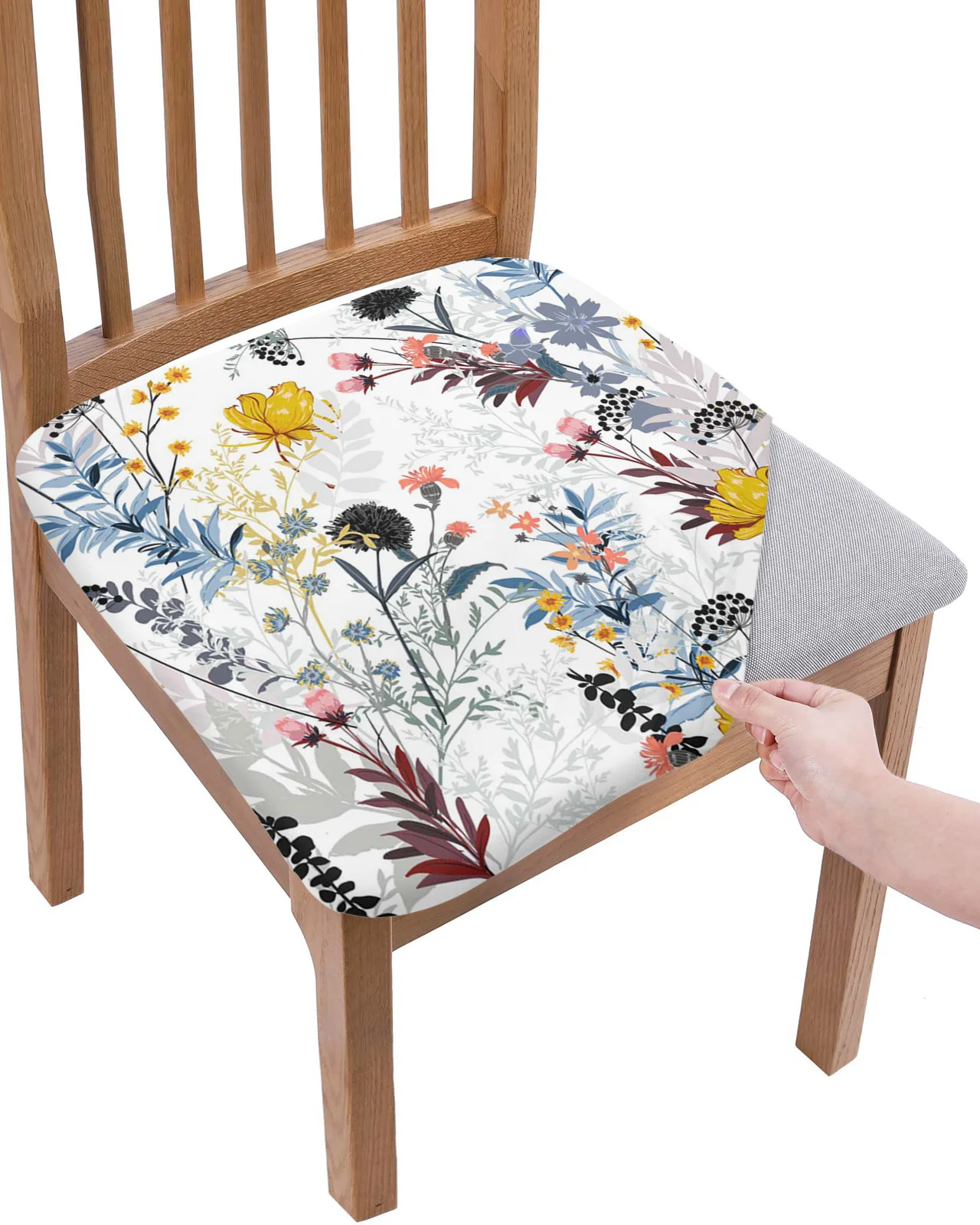 Flower Plant Dandelion Leaves Seat Cushion Covers Stretch Dining Chair Cover Slipcovers For Home Hotel Banquet Living Room