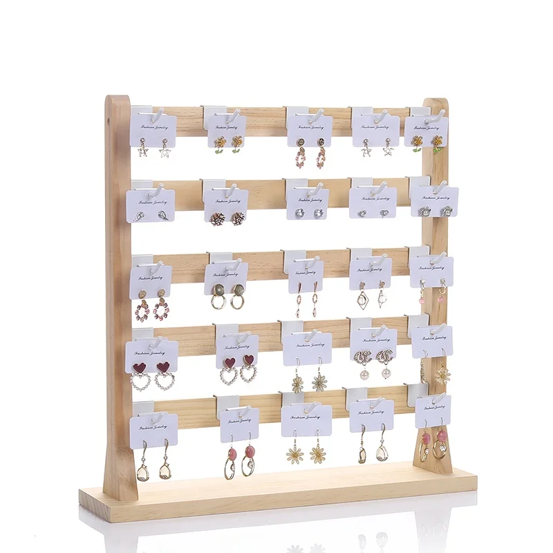 

Real Wood Multi-Layer Ear Ring Clip Display Stand Hairpin Bracelet Hook Storage Ra Creative Jewelry Organizer