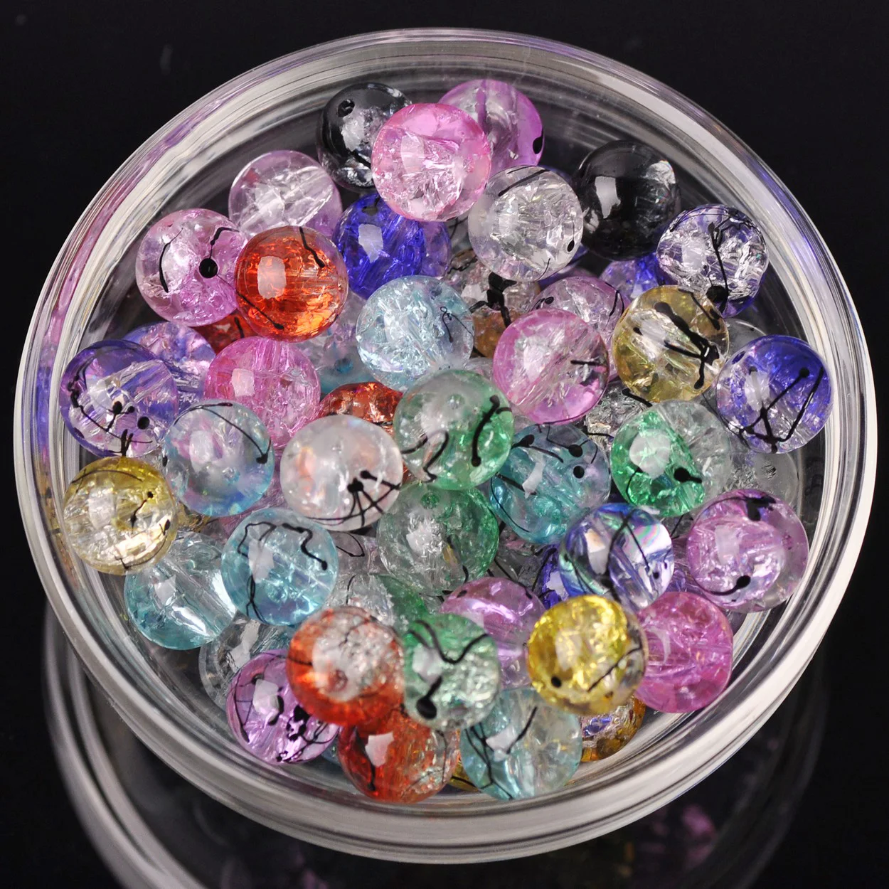 20PCS Crackled Crystal Glass Round 10mm Loose Crafts Beads Lot For Jewelry Making DIY Bracelet Findings