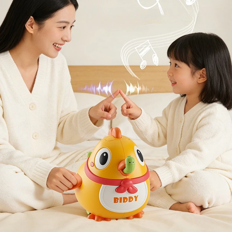 Electric Egg Laying Chicks Toy with Sound Light Music Swivel Movement Shaped Match Eggs Childrens Educational Developmental Toys