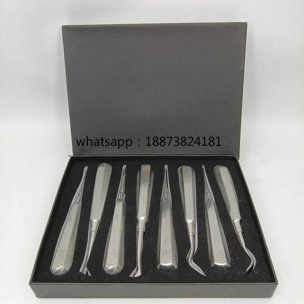 8PCS/Set Elevator Stainless Steel Teeth Extraction Tools Kit  Curved Root Elevator Dentist Tools fast shipping