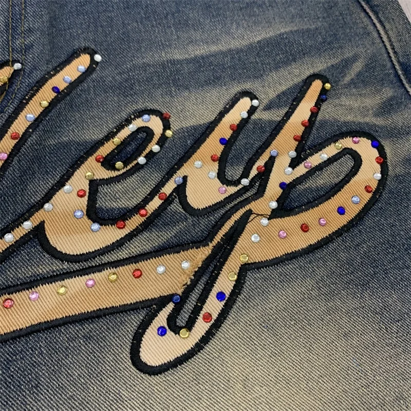 American Hip Hop VALLEY Jeans Men Women 1:1 High-quality Hot Drill Ripped Vale Denim Shorts