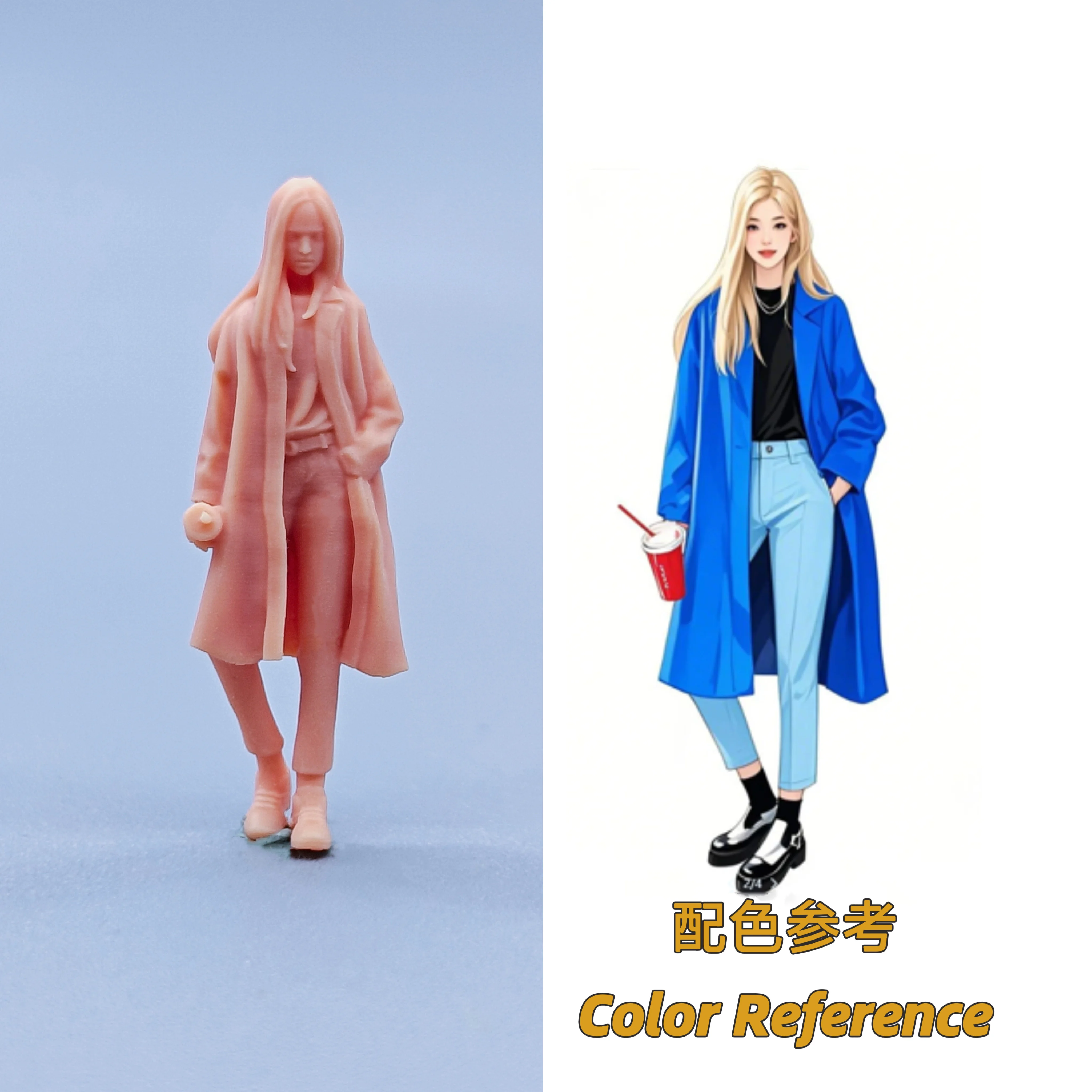 1/64 Figuren, Maßstabsmodell, Kunstharz, Take Milk Tea Girl, ungefärbte Miniaturen, Diorama, handbemalt, C709