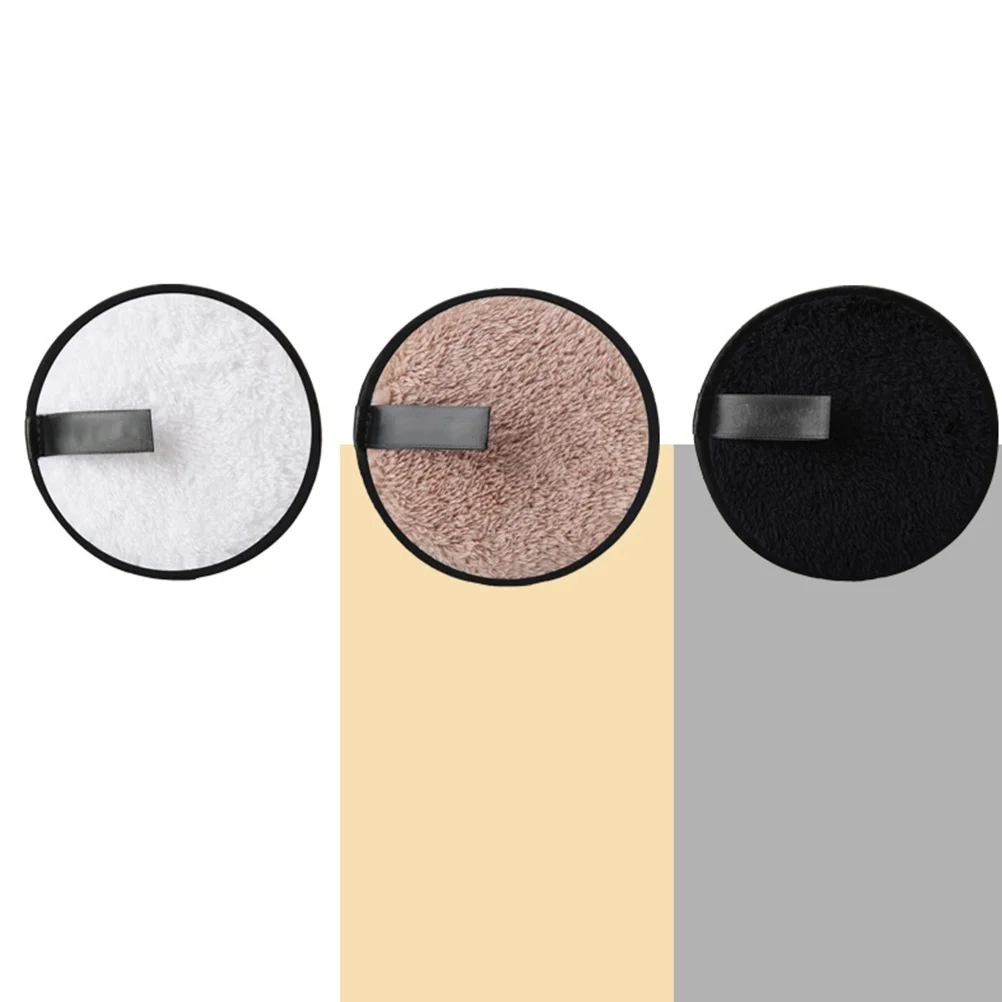 3pcs Makeup Remover Puff Washable Double Layer Cotton Facial Cleansing Pad For Deep Pore Cleaning Gentle Skin Care Tool