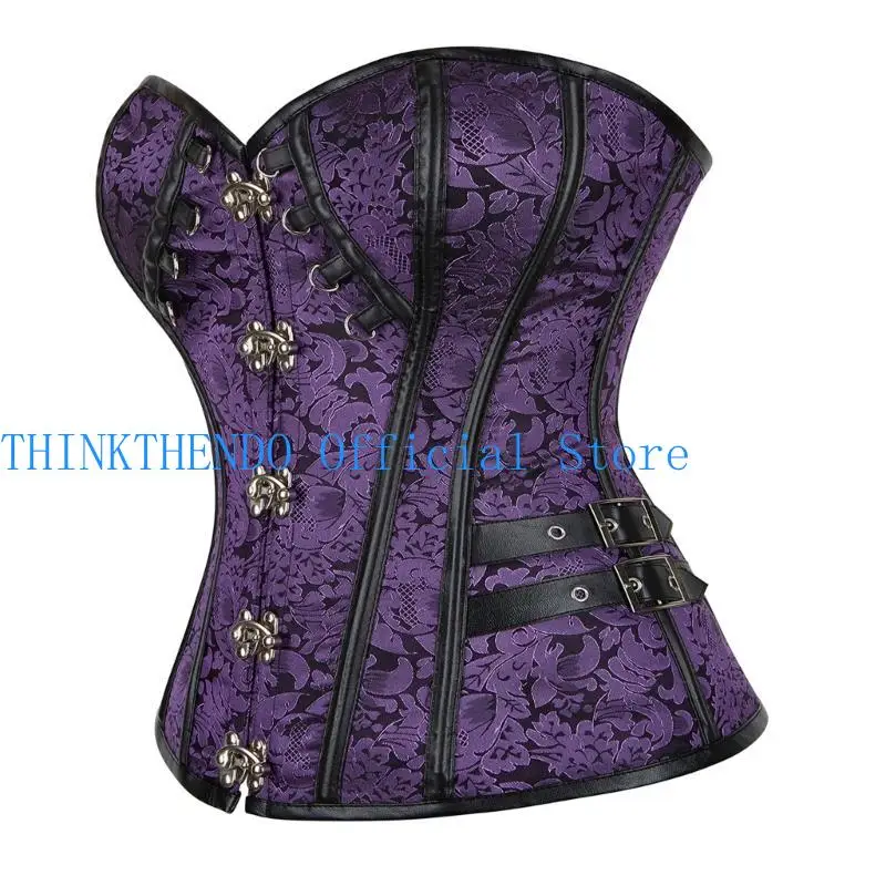 

652F Underbust Palatial Corset Floral Print Tube Top Shapewear Underbust Bustier for Women Cropped Top Gothic Corset