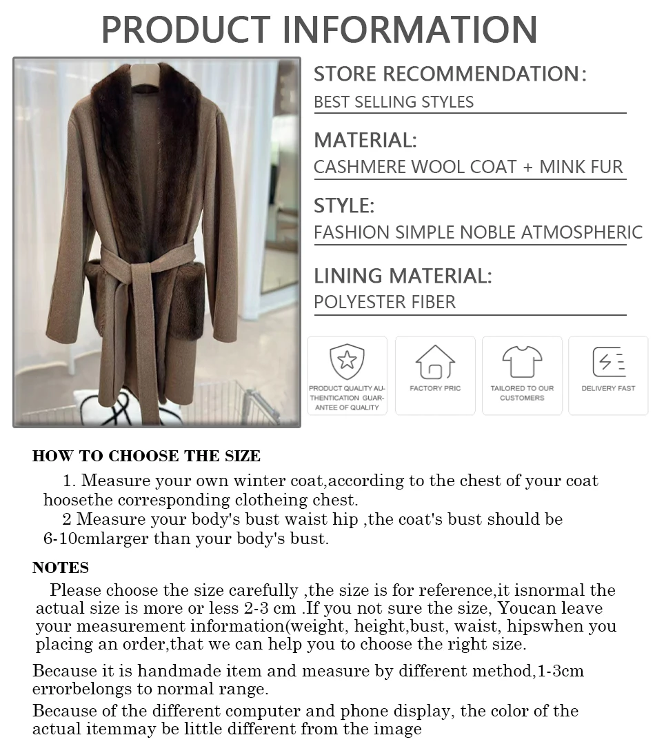 Chaqueta de mezcla de lana con cinturón a juego para mujer, abrigo de lana de lujo para mujer, abrigo de Cachemira de nuevo estilo para mujer