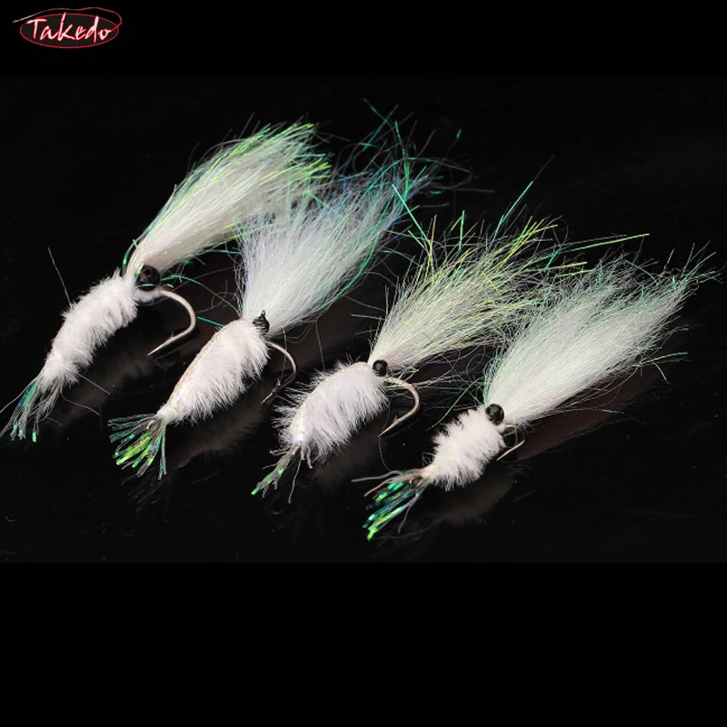 TAKEDO 6PCS/BOX 4# 6# 8# 10# 12# Fly Fishing Hook Bait Artificial Shrimp Shape Fishhook Lure For Pout Mandarin Fish