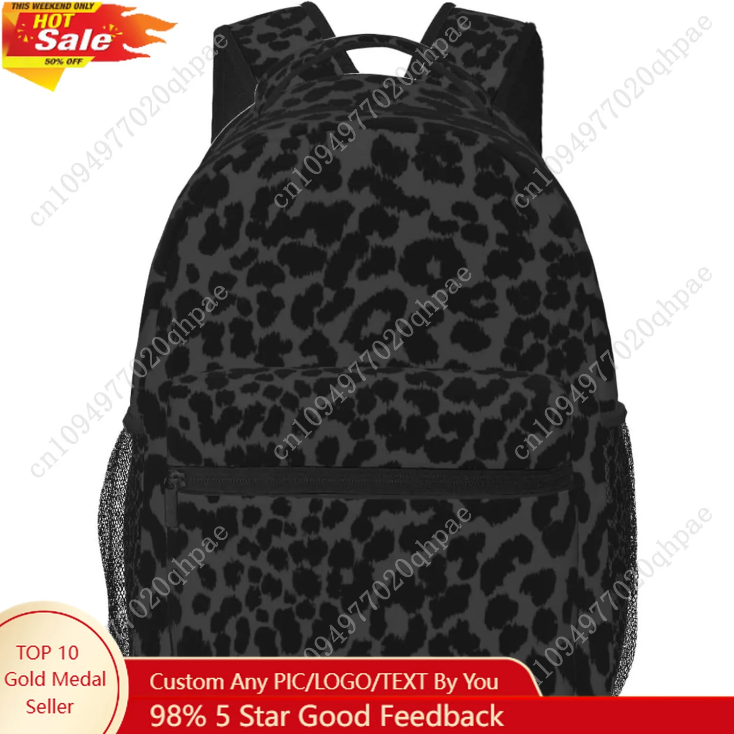 

Fiokroo Black Leopard Print Backpack School Bag For Students Teens Men Women Laptop Backpacks Travel Daypack Bag With Multiple P