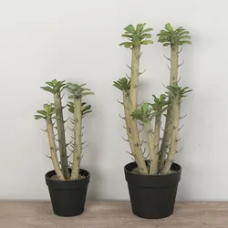 New 30-50cm 1pcs Artificial Large Fake Plant Cylindrical Cactus Green Potted Living Room Garden Outdoor Nordic Home Decoration