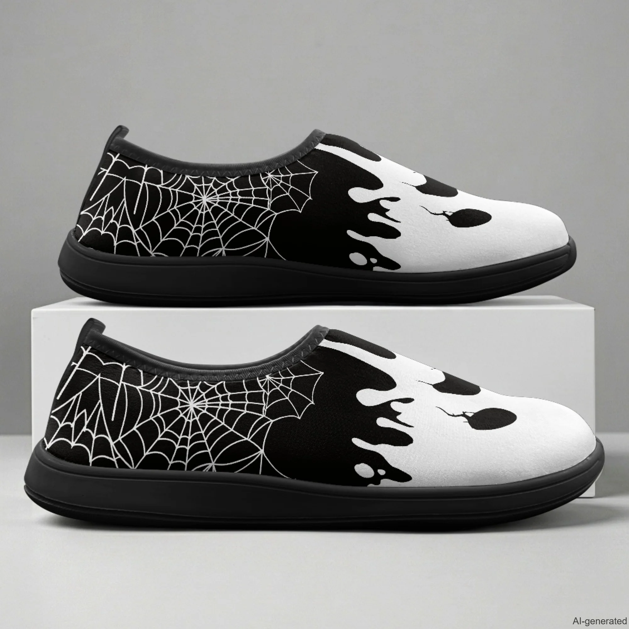 XIXIRIMIDO Slip-on Wide-toed Shoes Men's Breathable Mesh Shoes Ghosts Print Women Sneakers Man Shoes Tenis Feminino 36-46