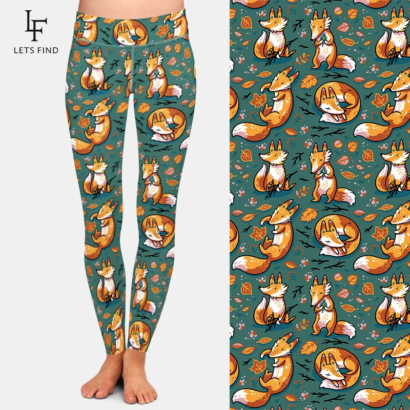 Nowy druk cyfrowy 3D Fox legginsy wysokiej talii elastyczne spodnie modne legginsy legginsy na co dzień dla kobiet