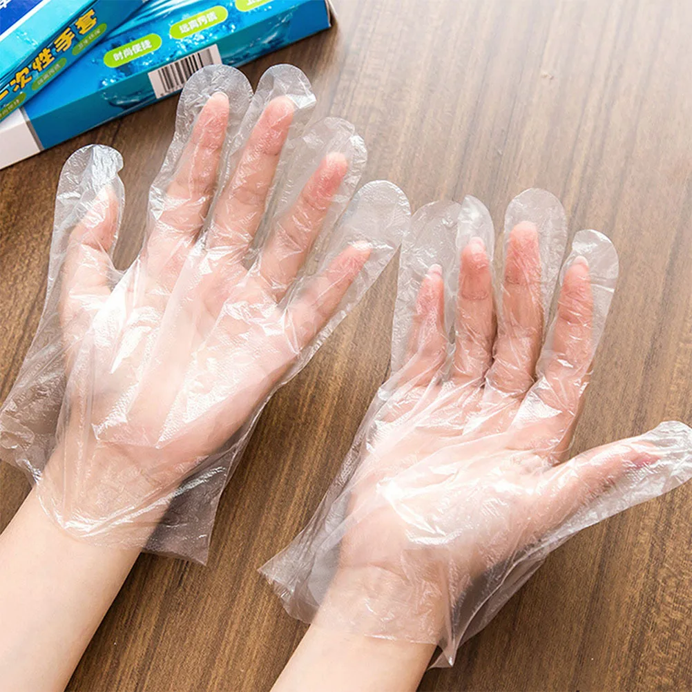 

300Pcs Disposable Transparent Gloves Food Grade Pe Protective Work Gloves One Size Fits Most for Cleaning Industrial Jobs