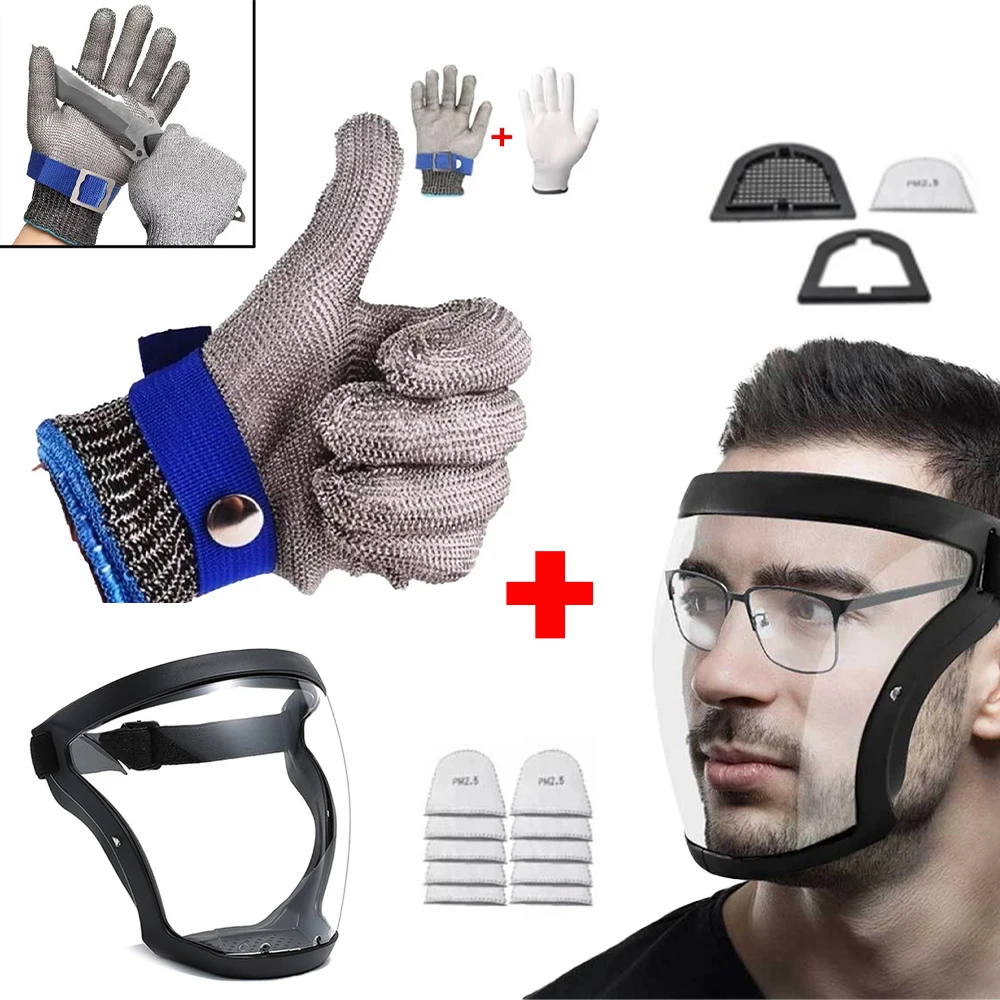 Kit de Proteção Facial e para Mãos: Máscara Respiratória e Luva de Segurança Anti-Corte Essencial para Indústria e Construção Civil