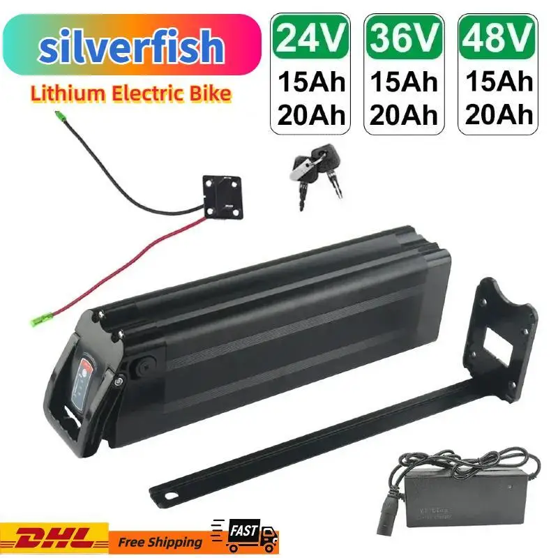 

48V 20AH 15AH Silverfish Lithium Electric Bike 800W 500W 24V 36V Lithium Ion Electric Bike Bicycle 48V18650 Battery Pack+Charger