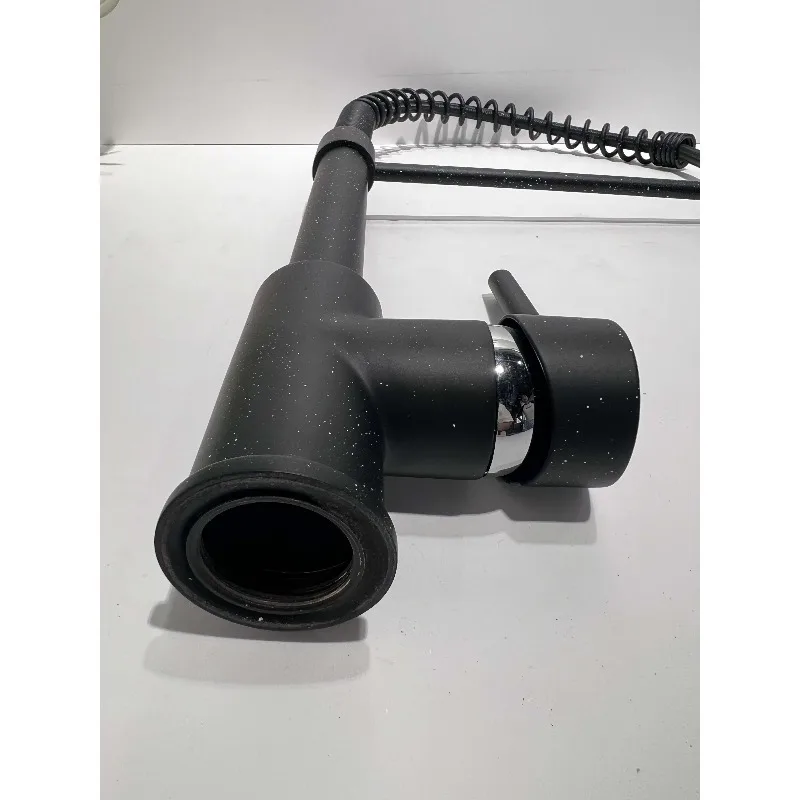 Modern Single-Installation Deck Mounted Brass Kitchen Faucet Black Pull-Down 360° Rotation Smart Mixer for Hot Cold Water Single