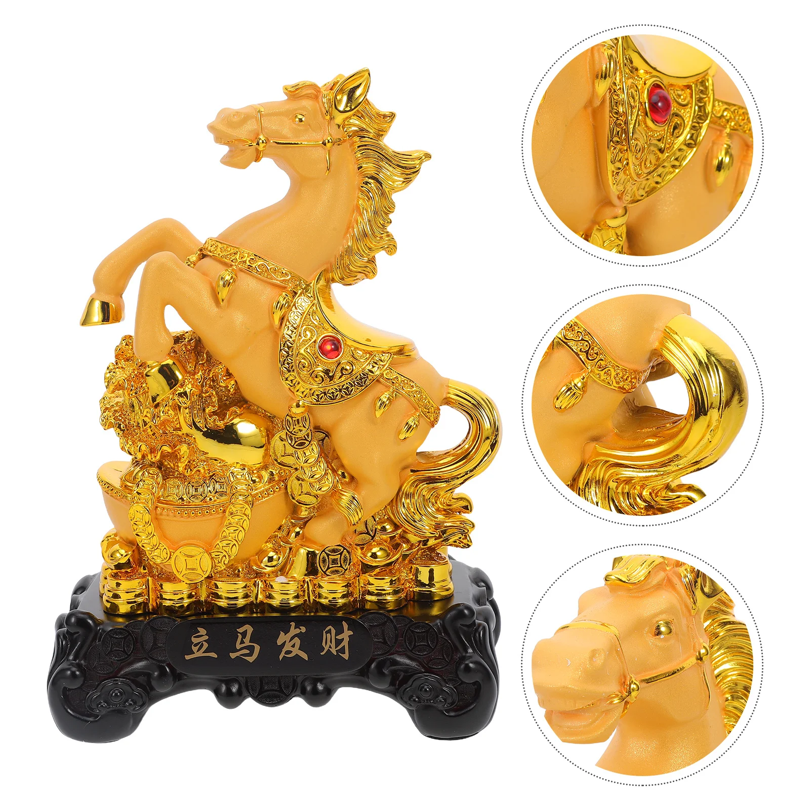 

Handcrafted Golden Horse Resin Sculpture 2026 - Standing Horse Art Statue for Home Office, Chinese Zodiac Wealth Decoration,