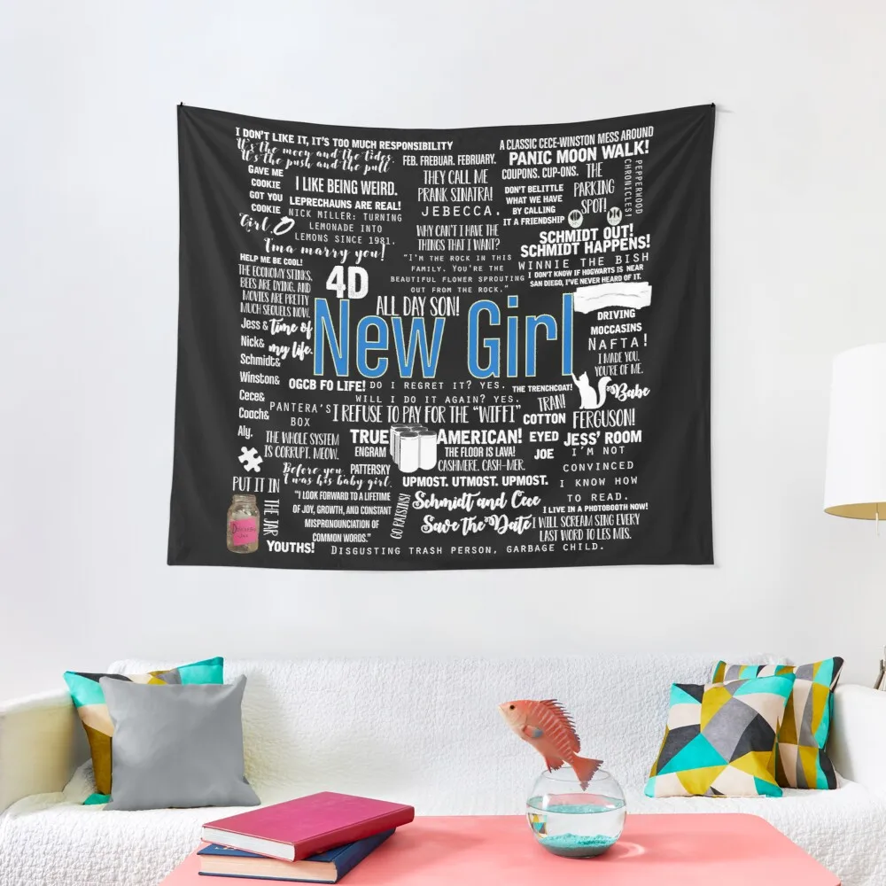 

New Girl Memorable Quotes White Font Tapestry Home Decoration Room Aesthetic