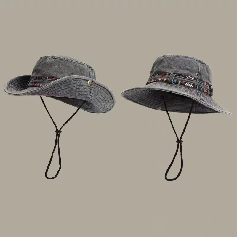 Male And Female Pure Cotton Fisherman Hat Outdoor Sun Hat Mountain Climbing Sun Visor Hat Leisure Hiking Water Wash Fishing Cap