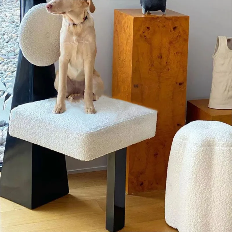 FULLLOVE-Silla de comedor creativa de terciopelo de cordero, silla de escritorio con forma, silla de maquillaje exquisita, sala de estar, muebles de