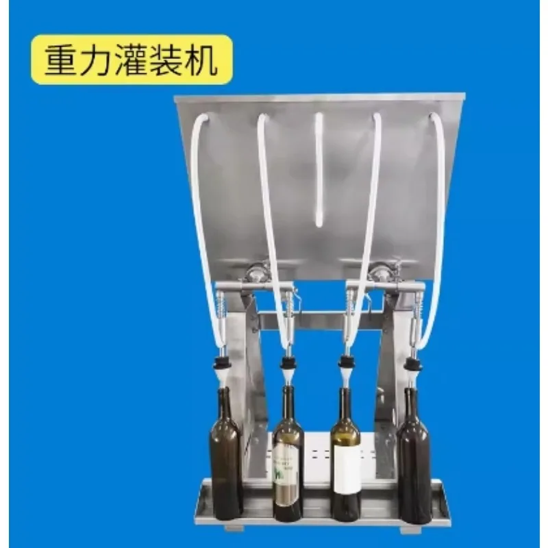 High Effective Grape Wine Filler Semi Automatic Siphon 4 Heads Gravity Overflow Liquid Filling Machines