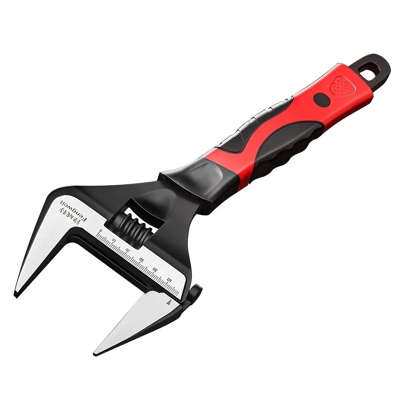 Adjustable Large Opening Wrench - High-Hardness Cr-V Steel, Short Handle, Dual-Purpose Plumbing Tool for Home Repairs
