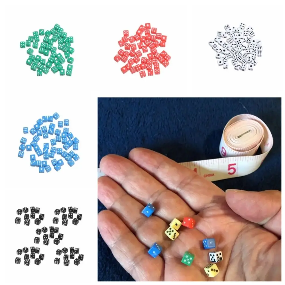 50Pcs/Lot Dices 5mm 5colors Plastic White Gaming Dice Standard Six Sided Decider Birthday Parties Board Game Drop Shipping