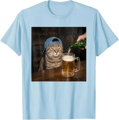 Lustiges Katzen-Biertrinken-Hemd mit Grafik „Unbeeindruckter Tabby“ – Y2k Katzen-Papa, betrunken in Bar/Nachtclub – Humorvolle Kleidung – Detail 18