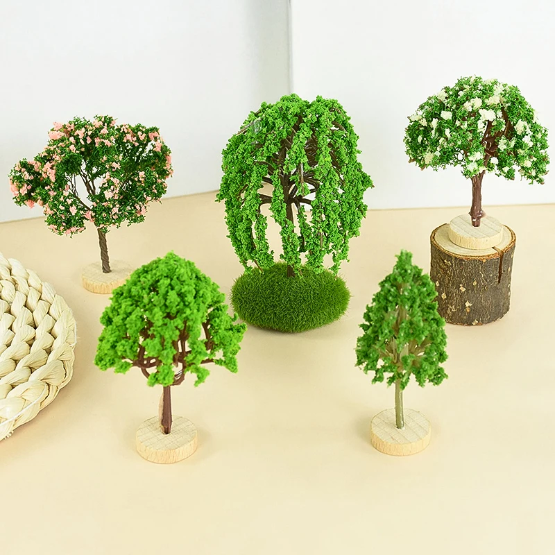 Simulation Mini Tree Model Green Scenery Landscape Sand Table DIY Model Ornament Miniature Miniatures Layout Tree Crafts Decor