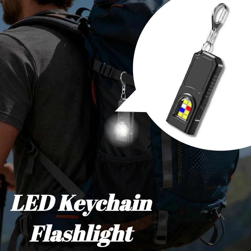 New Multifunctional COB LED Keychain Flashlight Rechargeable Hanging Work Light Fit For Outdoor Or Indoor Night Work Use