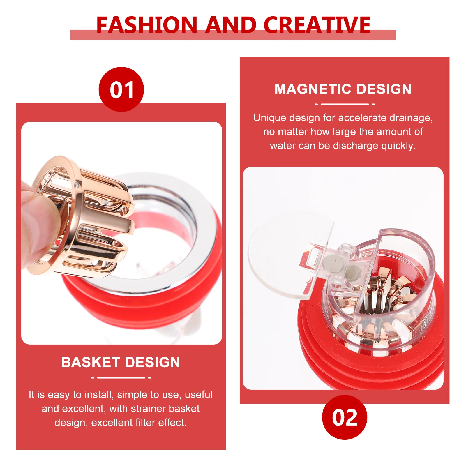 

Magnetic Floor Drain Plug Core Anti-Clogging Shower Drain Strainer Universal Bath Sink Stopper for Bathroom Kitchen