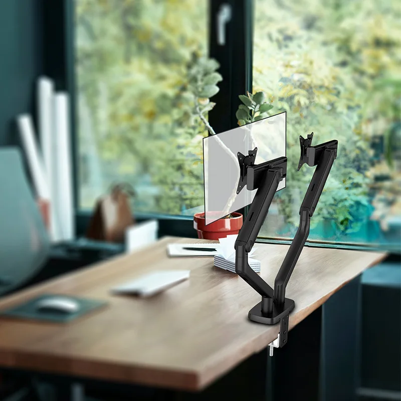 Dual Monitor Arm Desk Mount Computer Stand Rotating Lifting Vesa Bracket for Office
