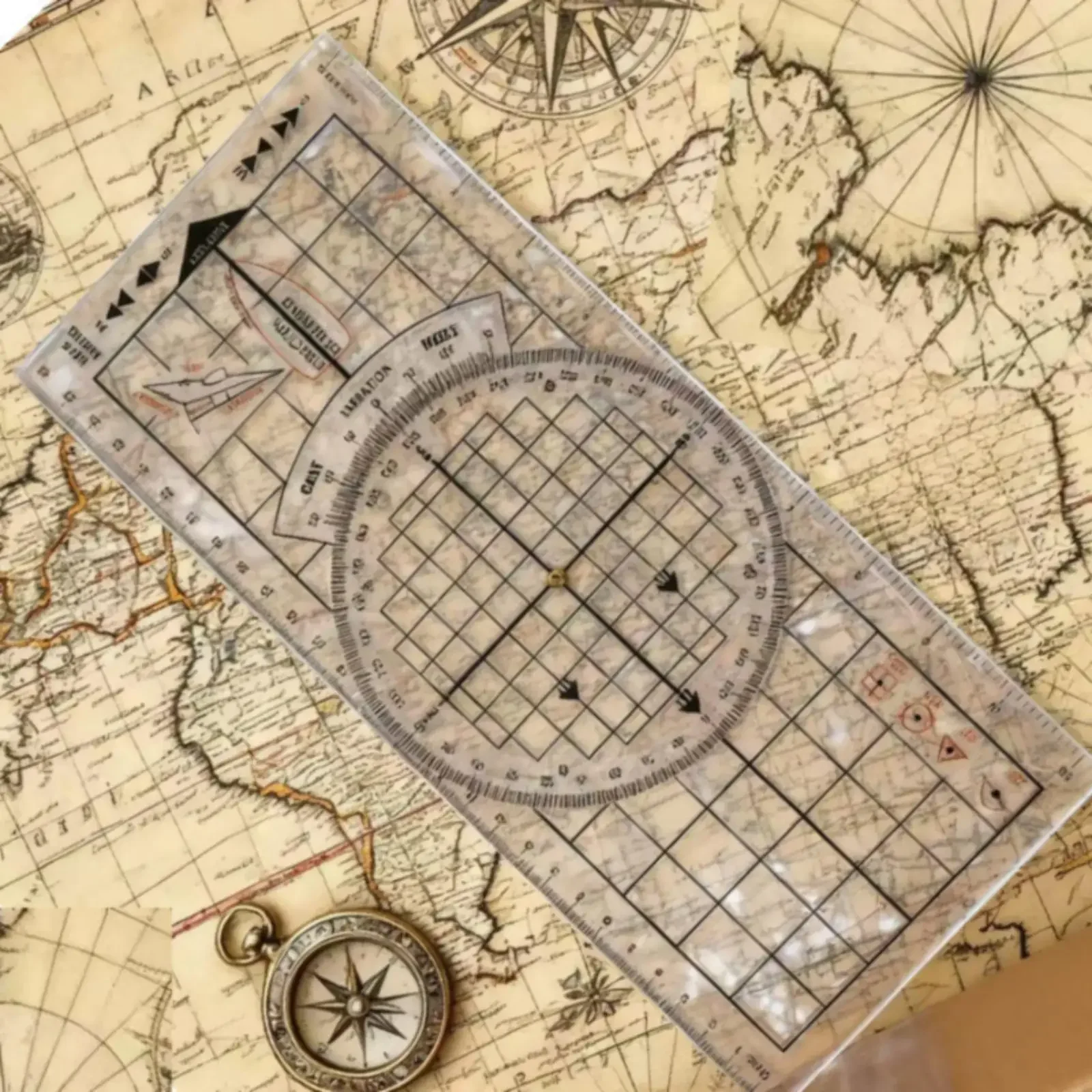 Marine Navigation Chart Ruler Accurate Ruler with Rotating Compact Disc