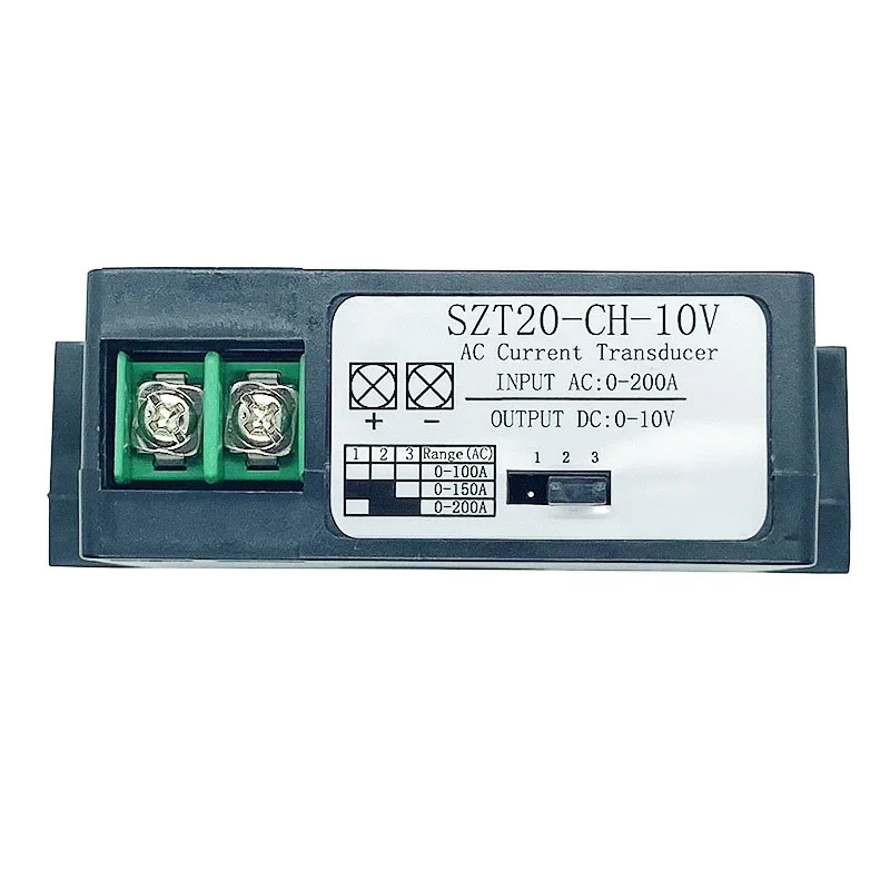 

SZT20-CH-10V AC Current Transmitter Output Analog Current Signal Isolation Hall Sensor AC 0-100/150/200A output DC0-10V convert