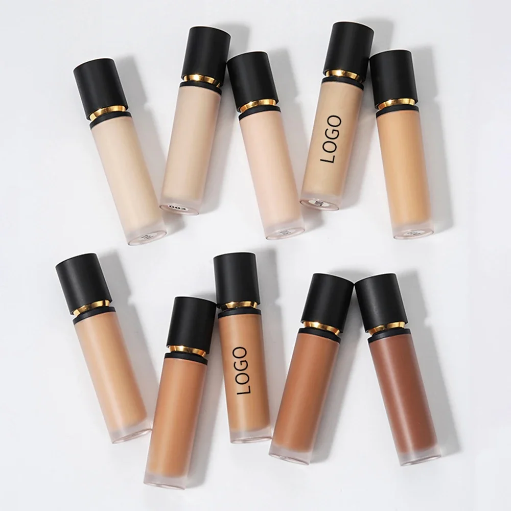 Private Label 9ml Volledige dekking Vloeibare concealer Aangepast logo Natuurlijke afwerking Langdurige hoes Waterdichte make-up Groothandel