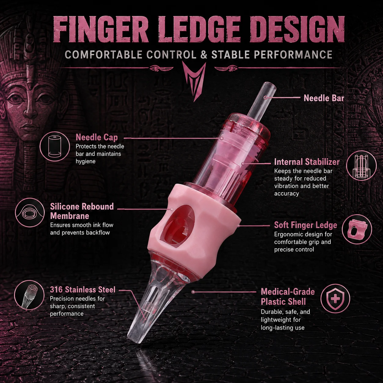 Mummy Pink Finger Ledge Tattoo Cartridge Needles Curved Magnum for Makeup Tattoo Machine Supply