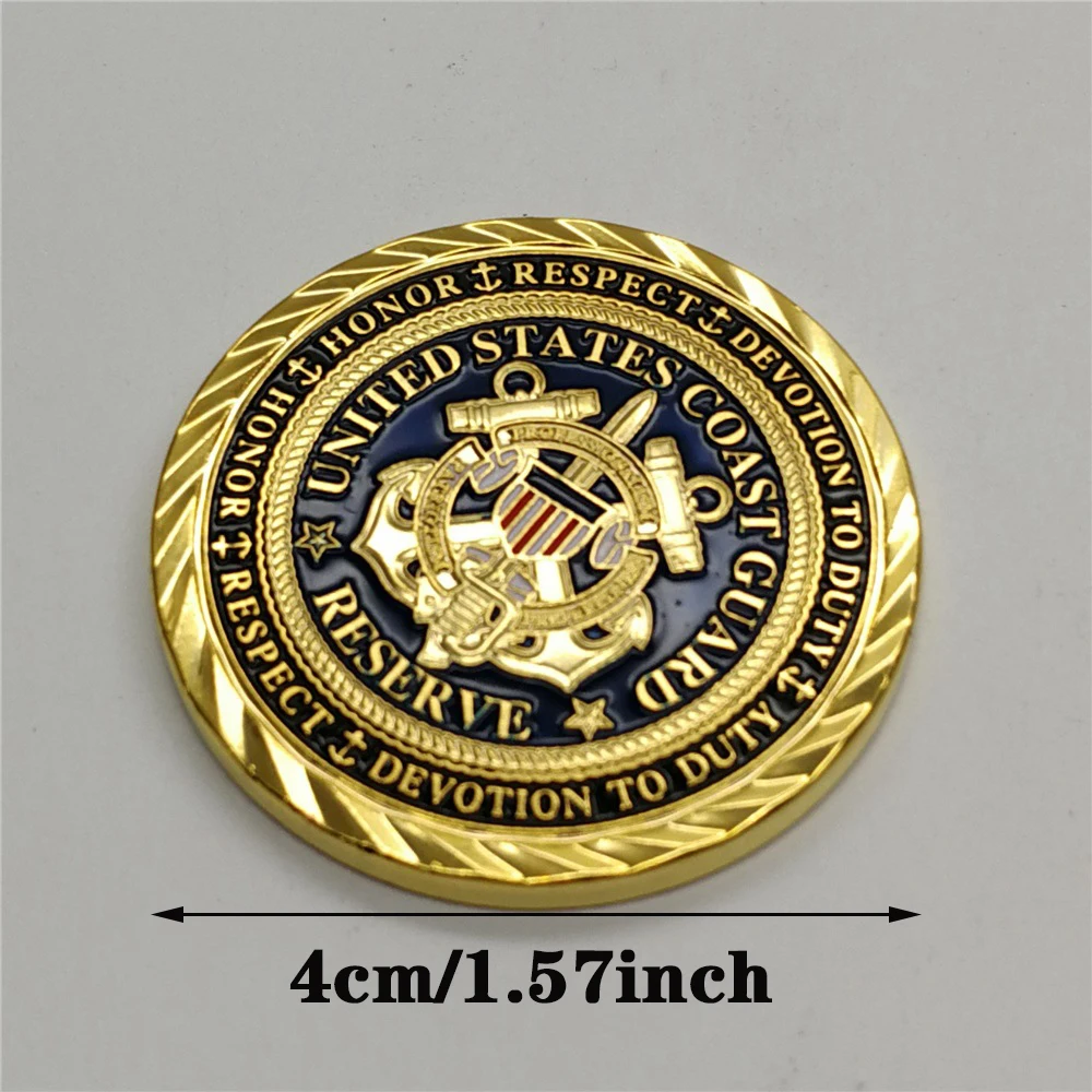United States Coast Guard Souvenir Coin Semper Paratus USCG Core Values Challenge Coin Veteran Golden Plated Commemorative Coin