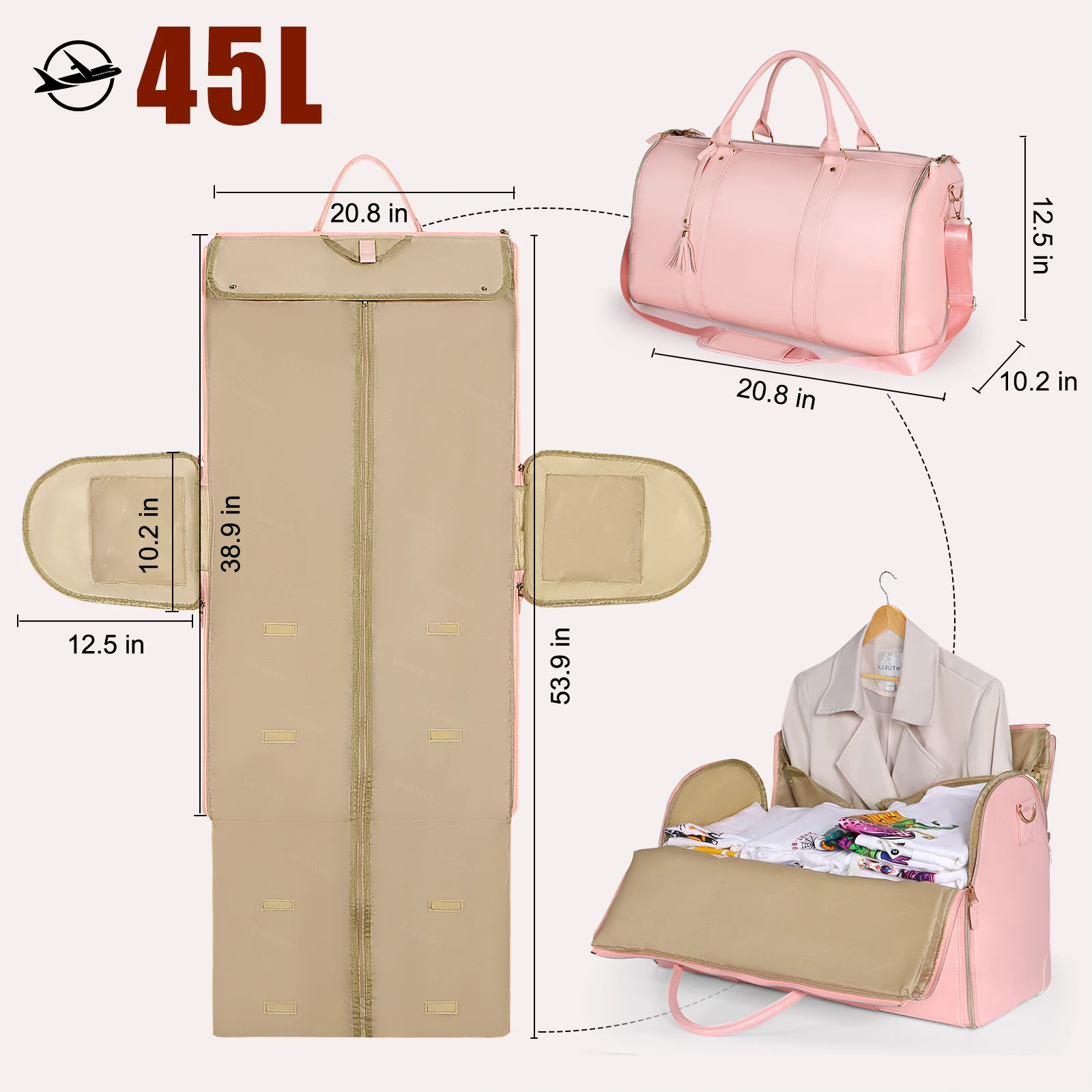 Bolsa de viagem dobrável personalizada de grande capacidade, couro pu, à prova d'água, resistente a manchas, bolsa de armazenamento para roupas ao ar livre