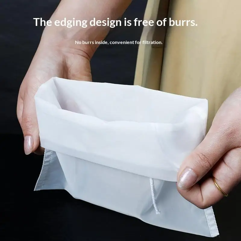 Reusable Fine Mesh Kitchen Filter Bags Non-Toxic Food Grade Soy Milk Juice Coffee Tea Strainer for Homemade Beverages Cooking