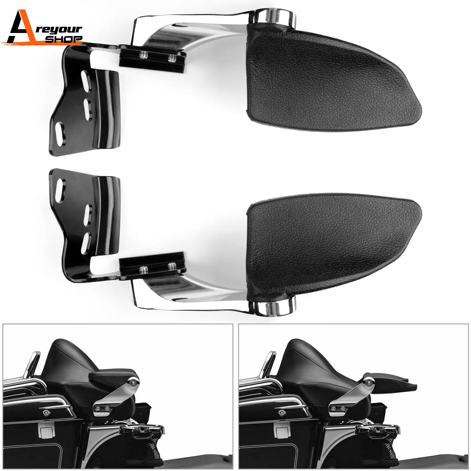 

Areyourshop Stealth Passenger Armrests for Harley Touring Electra Glide Road King 1997-2013