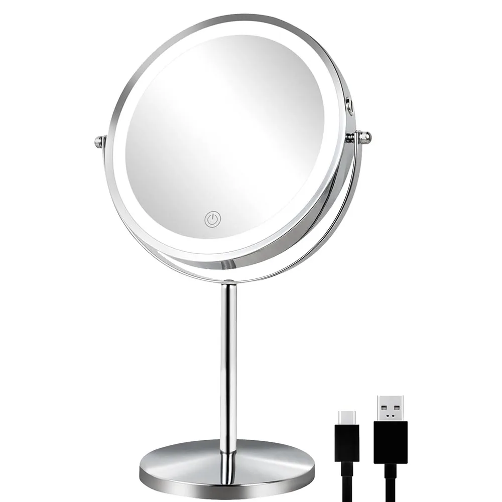 Lighted Makeup Mirror with Magnification, Led Vanity Mirror with Lights, 8 英寸 Swivel Portable Cordless Desk Mirror