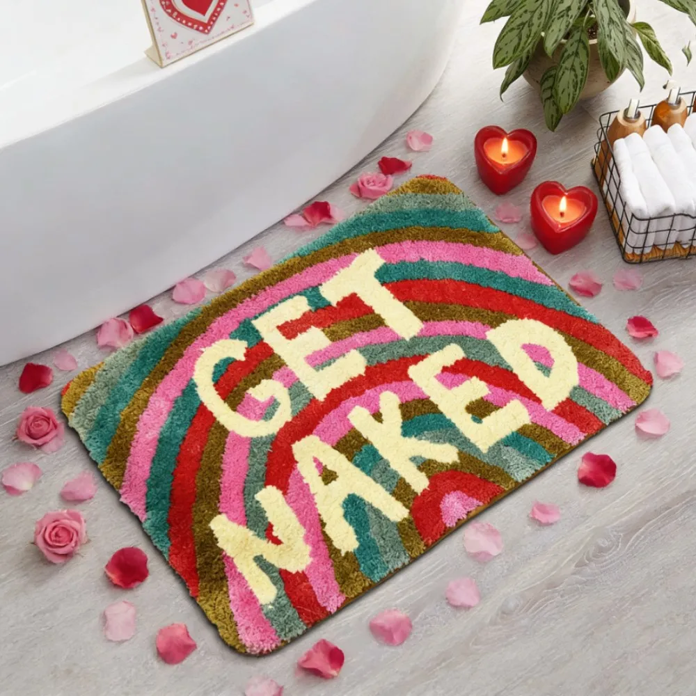 Valentine's Day Gift Get Naked Bathroom Mats Bathtub Rugs 40x60cm/50x80cm - Cute Colorful Tufted Shower Mats for Apartment Decor