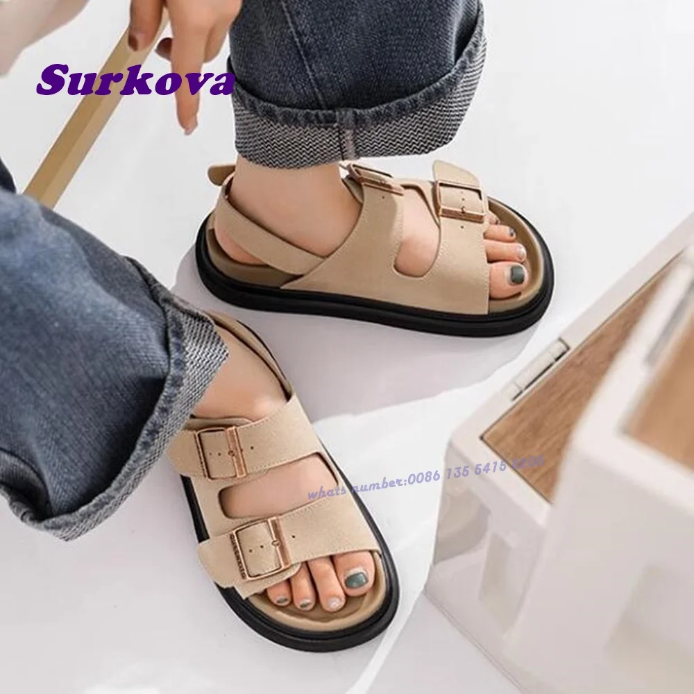 

Suede Buckle Slingback Sandals Open Toe Thick Sole Height Increasing Women's Sandals Casual Buckle Summer Newest 2024 Luxury