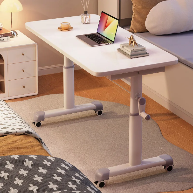 

Office computer desk removable hand lift table student home study table bedroom white notebook desk